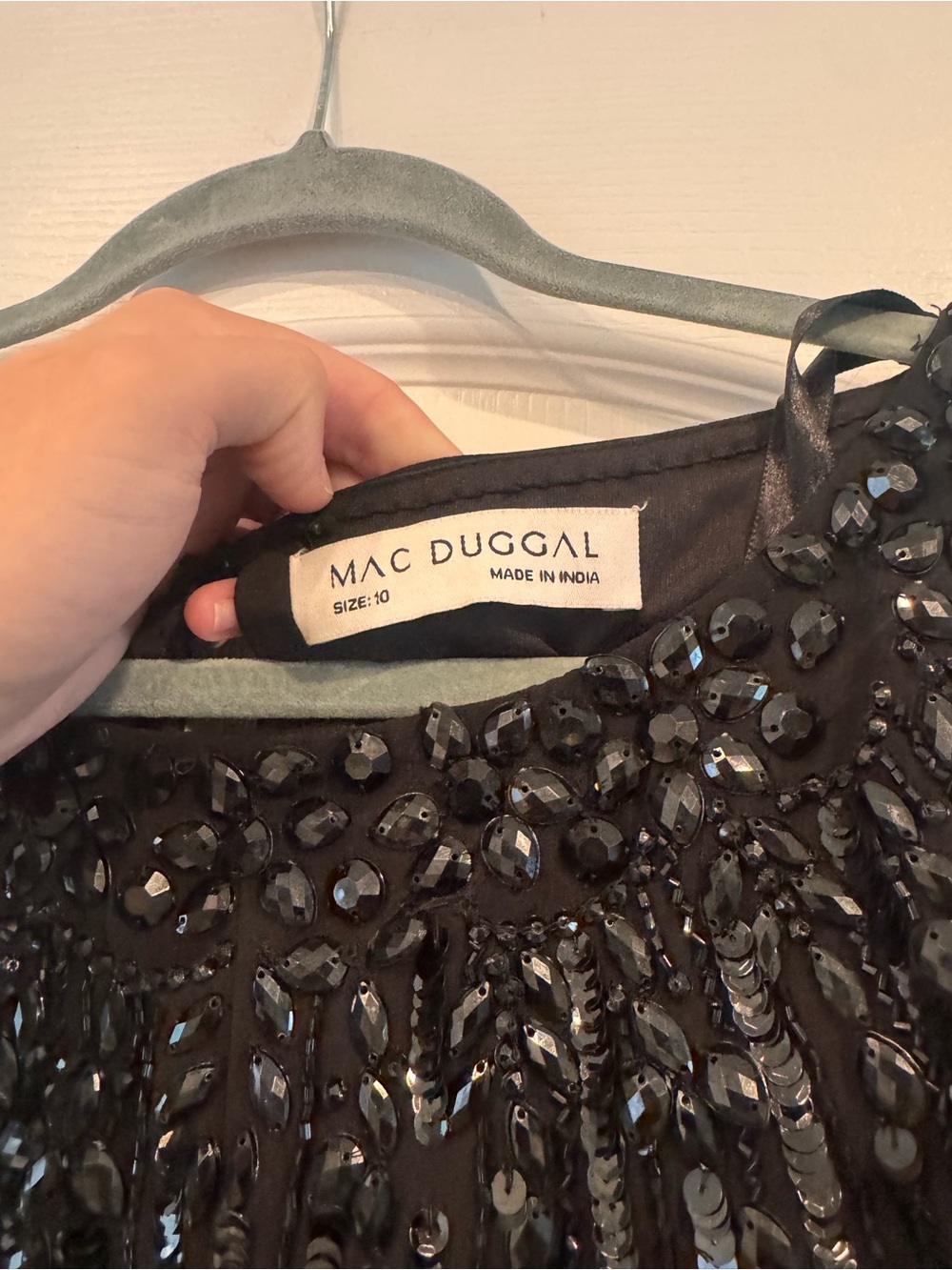 Mac Duggal Black Sequin Maxi Gown with Cape Overlay - Picture 5 of 6